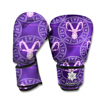 Purple Capricorn Zodiac Pattern Print Boxing Gloves
