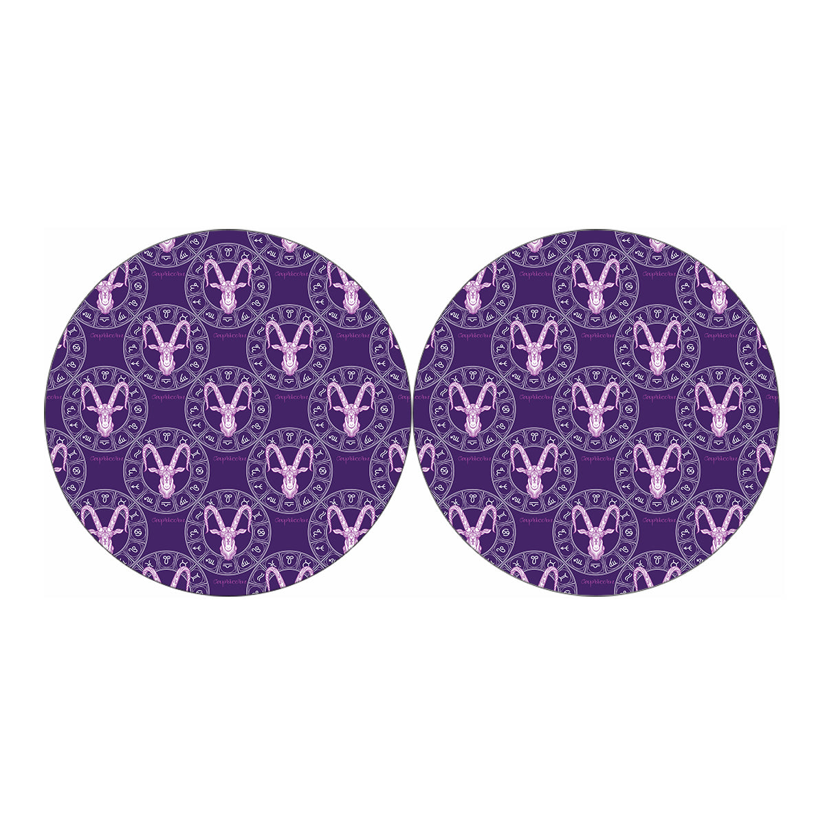 Purple Capricorn Zodiac Pattern Print Car Coasters