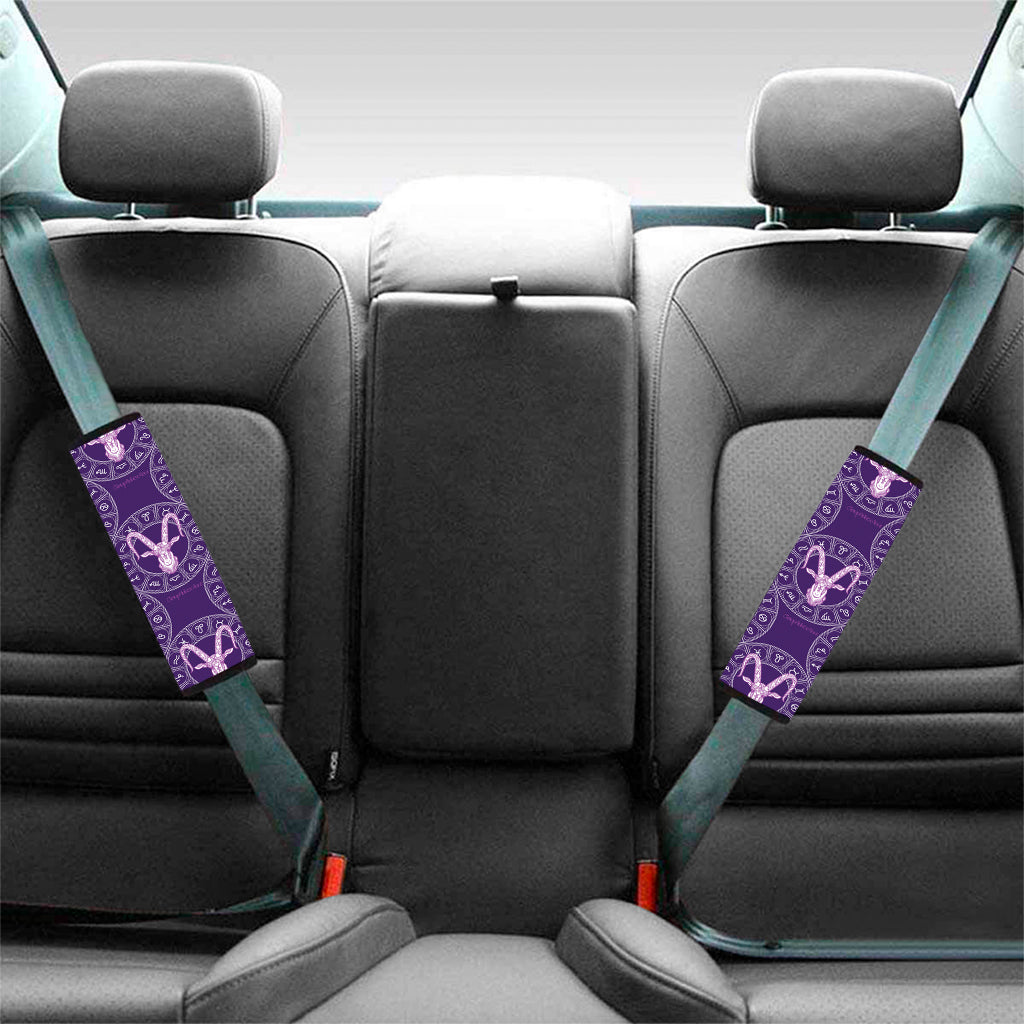 Purple Capricorn Zodiac Pattern Print Car Seat Belt Covers
