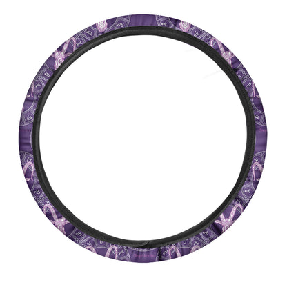 Purple Capricorn Zodiac Pattern Print Car Steering Wheel Cover