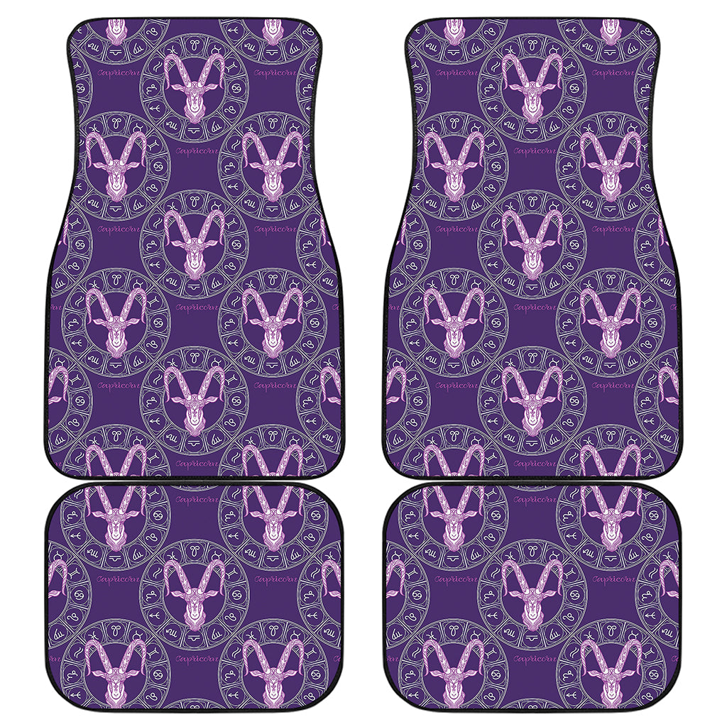 Purple Capricorn Zodiac Pattern Print Front and Back Car Floor Mats