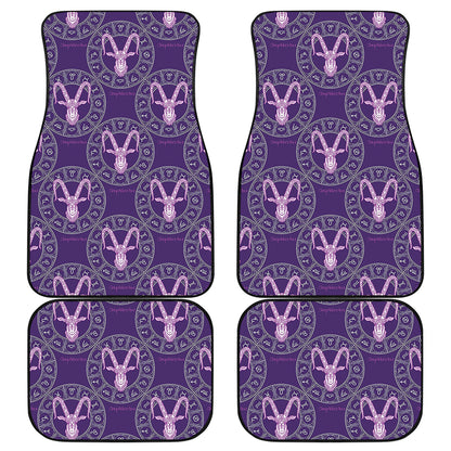Purple Capricorn Zodiac Pattern Print Front and Back Car Floor Mats
