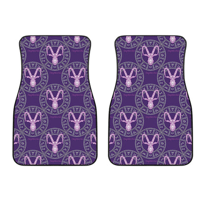 Purple Capricorn Zodiac Pattern Print Front Car Floor Mats