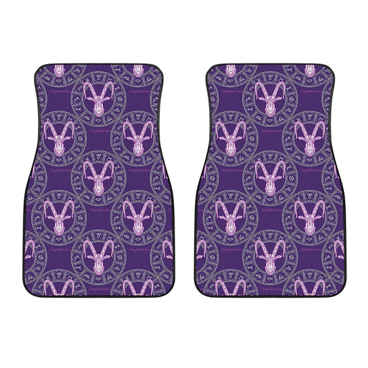 Purple Capricorn Zodiac Pattern Print Front Car Floor Mats