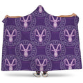 Purple Capricorn Zodiac Pattern Print Hooded Blanket
