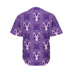 Purple Capricorn Zodiac Pattern Print Men's Baseball Jersey