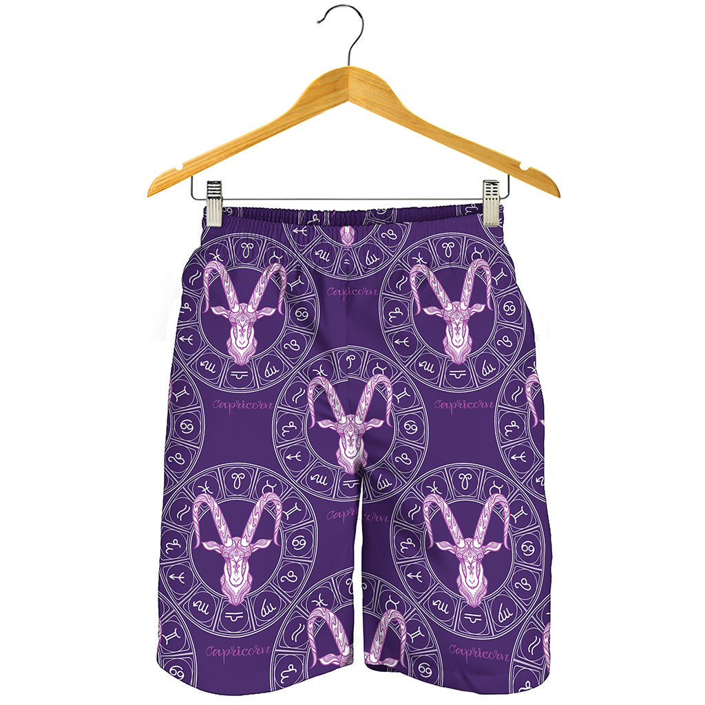 Purple Capricorn Zodiac Pattern Print Men's Shorts