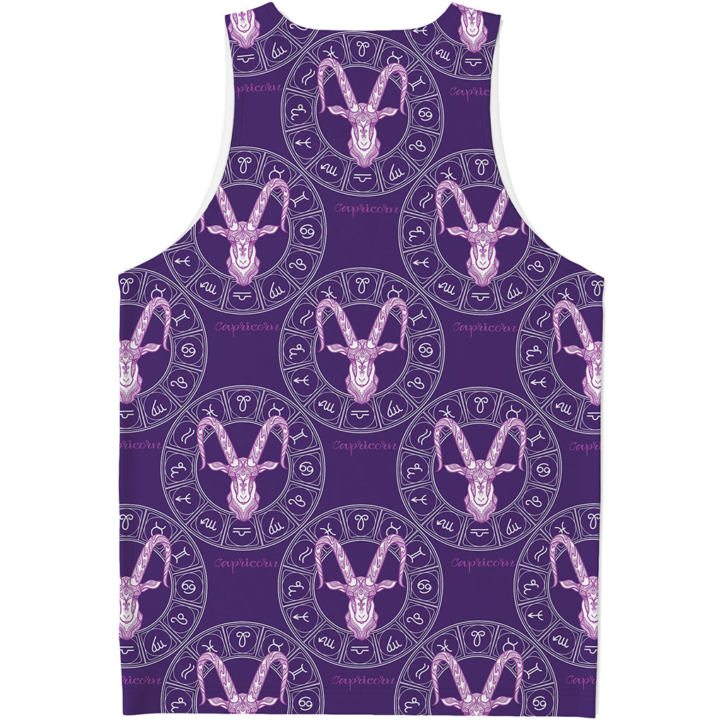 Purple Capricorn Zodiac Pattern Print Men's Tank Top