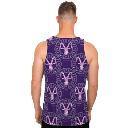 Purple Capricorn Zodiac Pattern Print Men's Tank Top