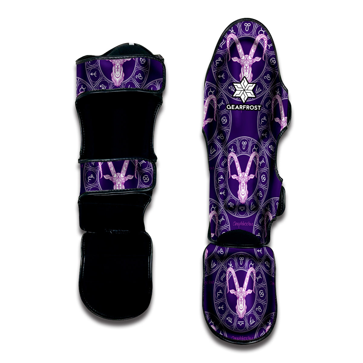 Purple Capricorn Zodiac Pattern Print Muay Thai Shin Guard