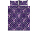 Purple Capricorn Zodiac Pattern Print Quilt Bed Set