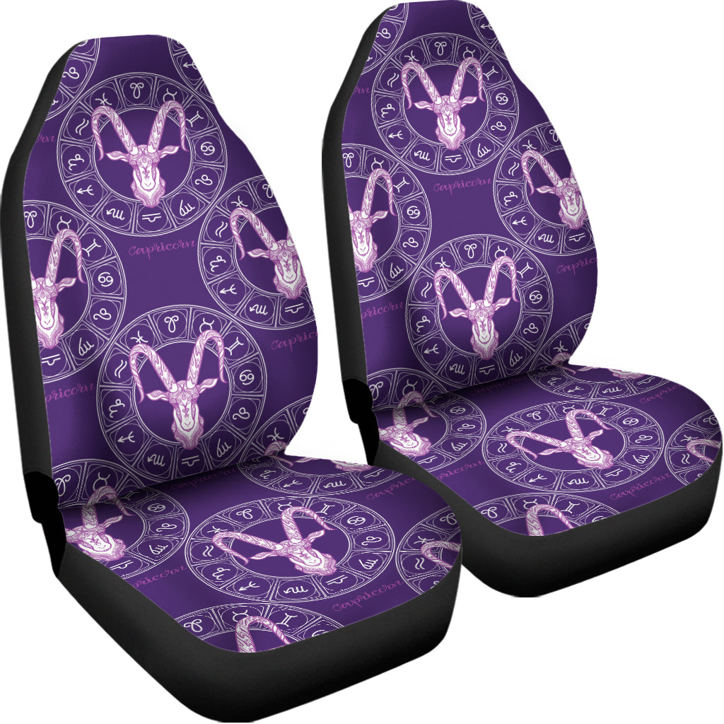 Purple Capricorn Zodiac Pattern Print Universal Fit Car Seat Covers