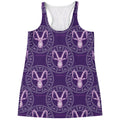 Purple Capricorn Zodiac Pattern Print Women's Racerback Tank Top