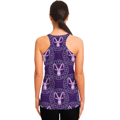 Purple Capricorn Zodiac Pattern Print Women's Racerback Tank Top