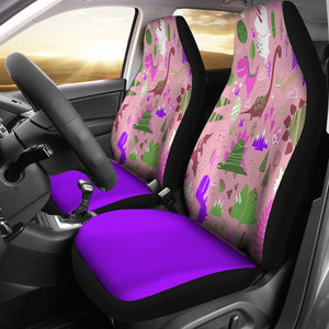 Purple Cartoon Dinosaur Universal Fit Car Seat Covers GearFrost