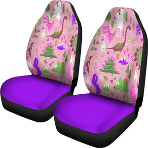 Purple Cartoon Dinosaur Universal Fit Car Seat Covers GearFrost