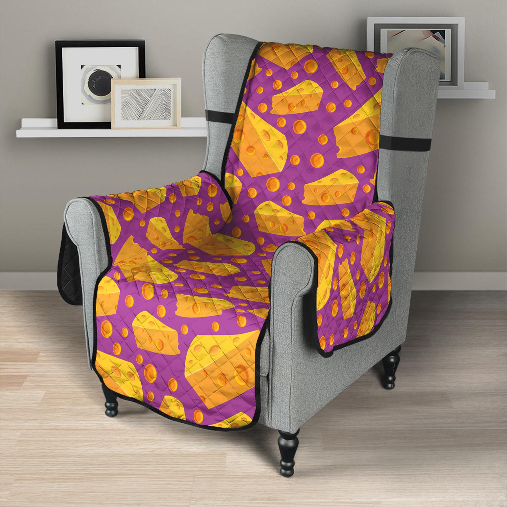 Purple Cheese And Holes Pattern Print Armchair Protector