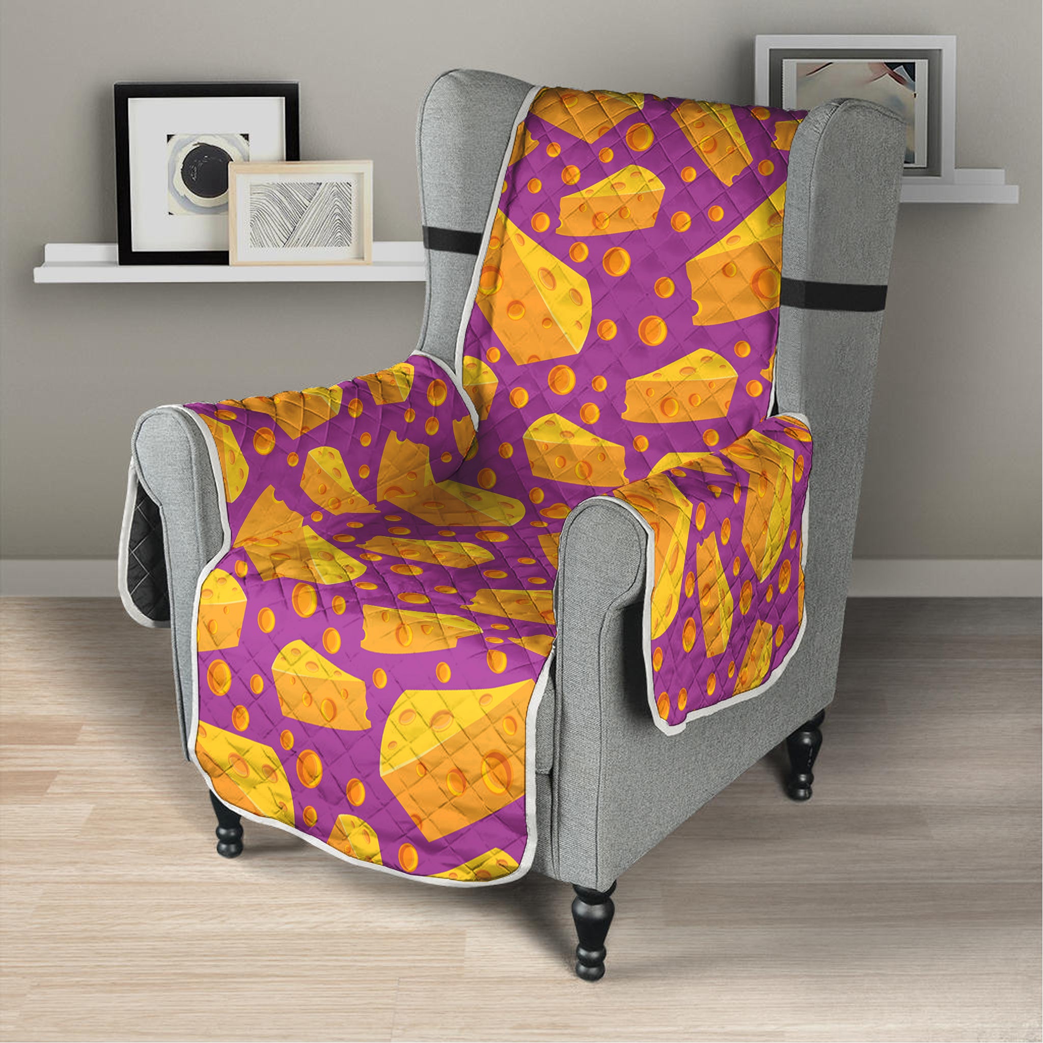 Purple Cheese And Holes Pattern Print Armchair Protector