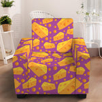 Purple Cheese And Holes Pattern Print Armchair Slipcover