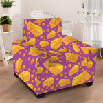 Purple Cheese And Holes Pattern Print Armchair Slipcover