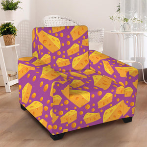 Purple Cheese And Holes Pattern Print Armchair Slipcover