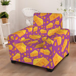 Purple Cheese And Holes Pattern Print Armchair Slipcover