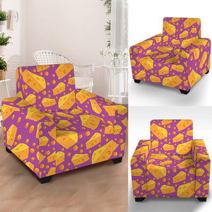 Purple Cheese And Holes Pattern Print Armchair Slipcover