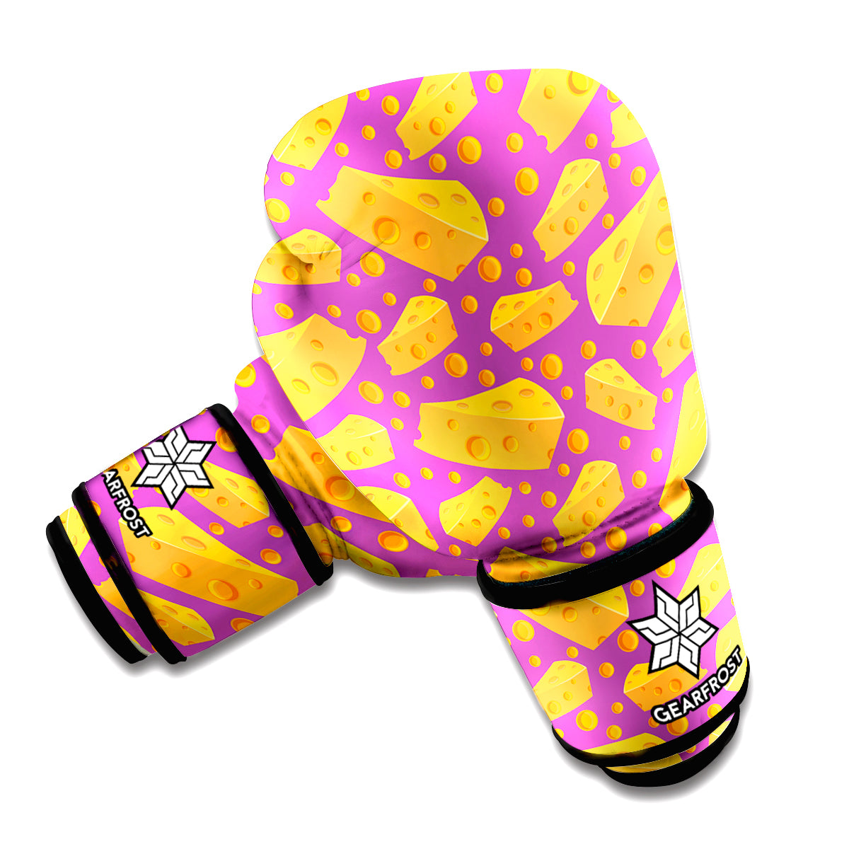 Purple Cheese And Holes Pattern Print Boxing Gloves