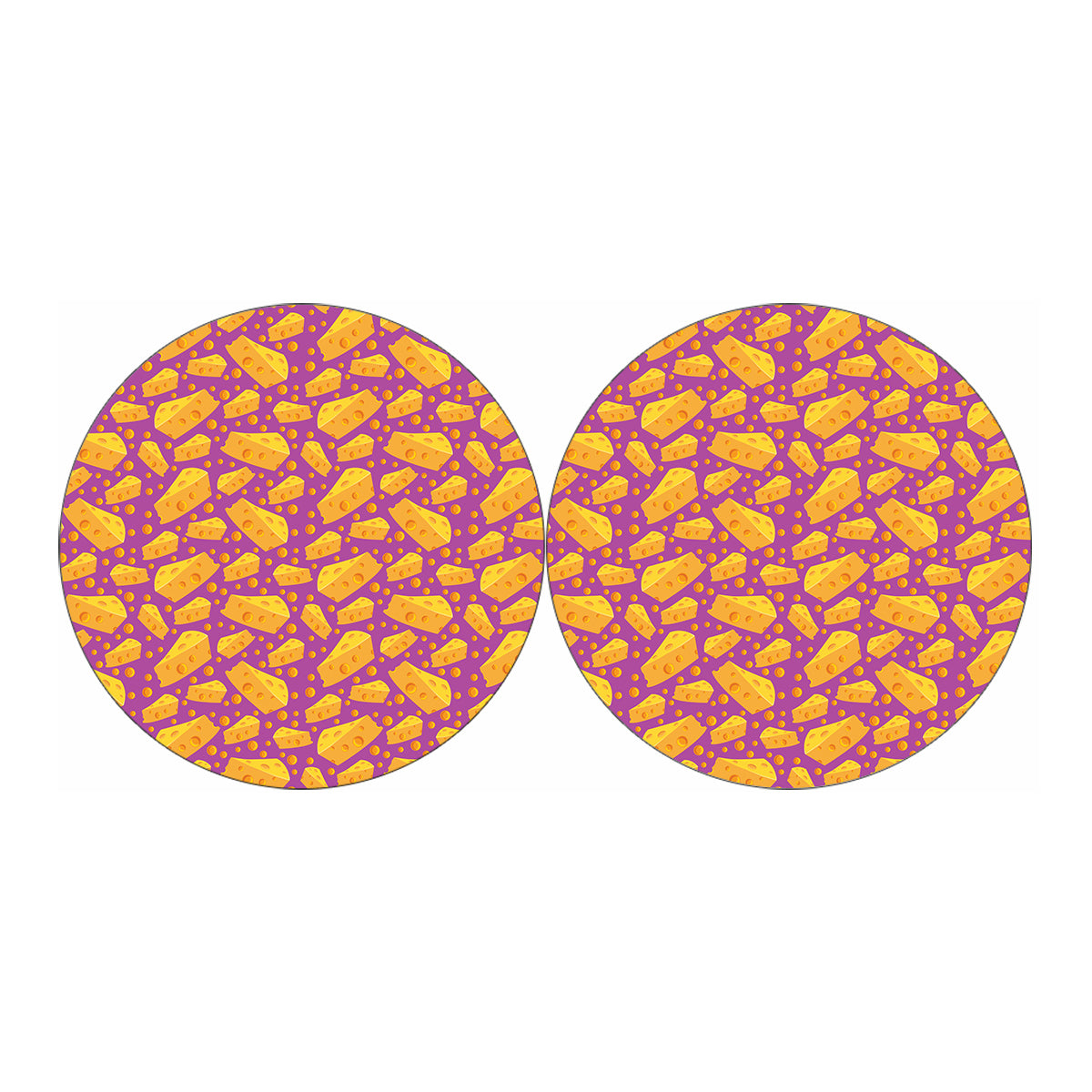 Purple Cheese And Holes Pattern Print Car Coasters