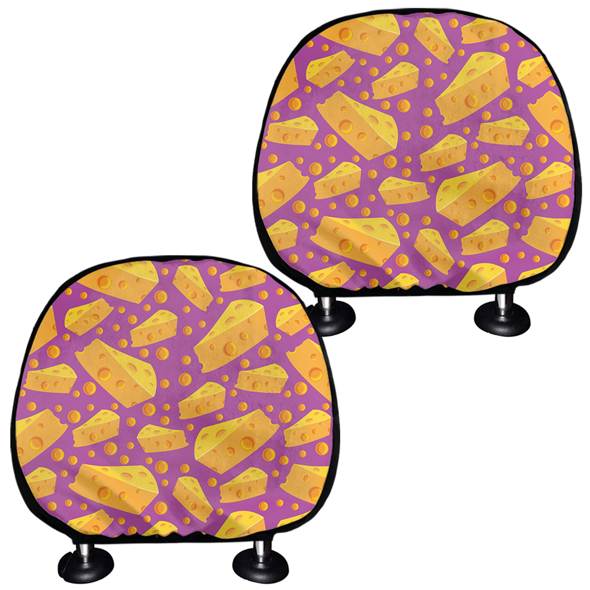 Purple Cheese And Holes Pattern Print Car Headrest Covers