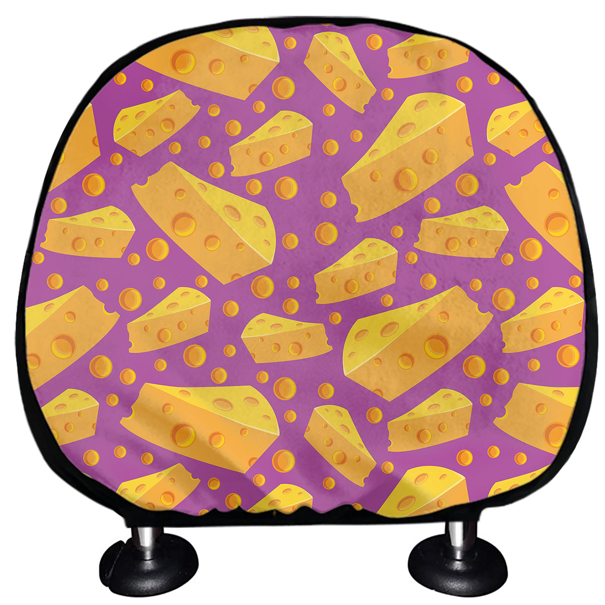 Purple Cheese And Holes Pattern Print Car Headrest Covers