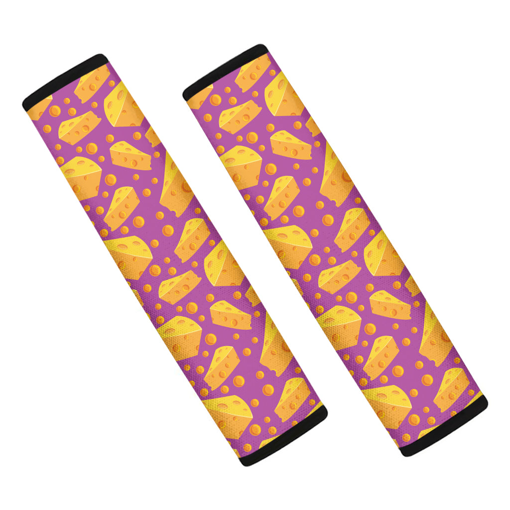 Purple Cheese And Holes Pattern Print Car Seat Belt Covers