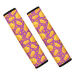 Purple Cheese And Holes Pattern Print Car Seat Belt Covers