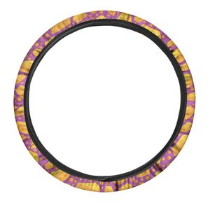 Purple Cheese And Holes Pattern Print Car Steering Wheel Cover