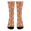 Purple Cheese And Holes Pattern Print Crew Socks