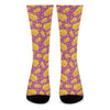 Purple Cheese And Holes Pattern Print Crew Socks