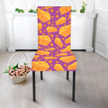 Purple Cheese And Holes Pattern Print Dining Chair Slipcover