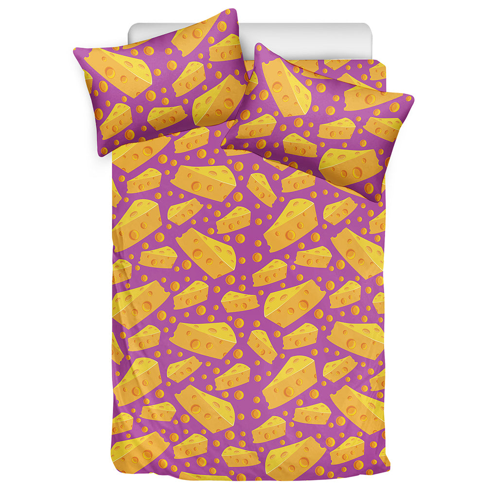 Purple Cheese And Holes Pattern Print Duvet Cover Bedding Set