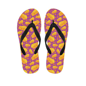 Purple Cheese And Holes Pattern Print Flip Flops