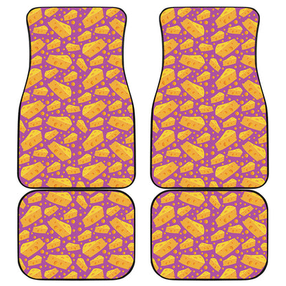Purple Cheese And Holes Pattern Print Front and Back Car Floor Mats