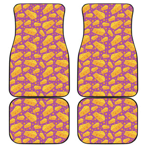 Purple Cheese And Holes Pattern Print Front and Back Car Floor Mats