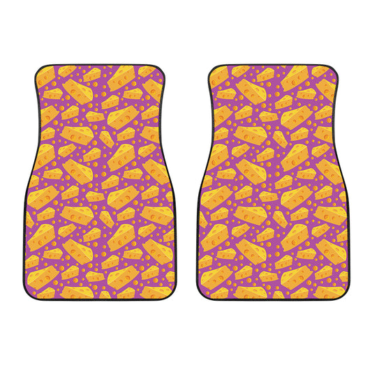 Purple Cheese And Holes Pattern Print Front Car Floor Mats