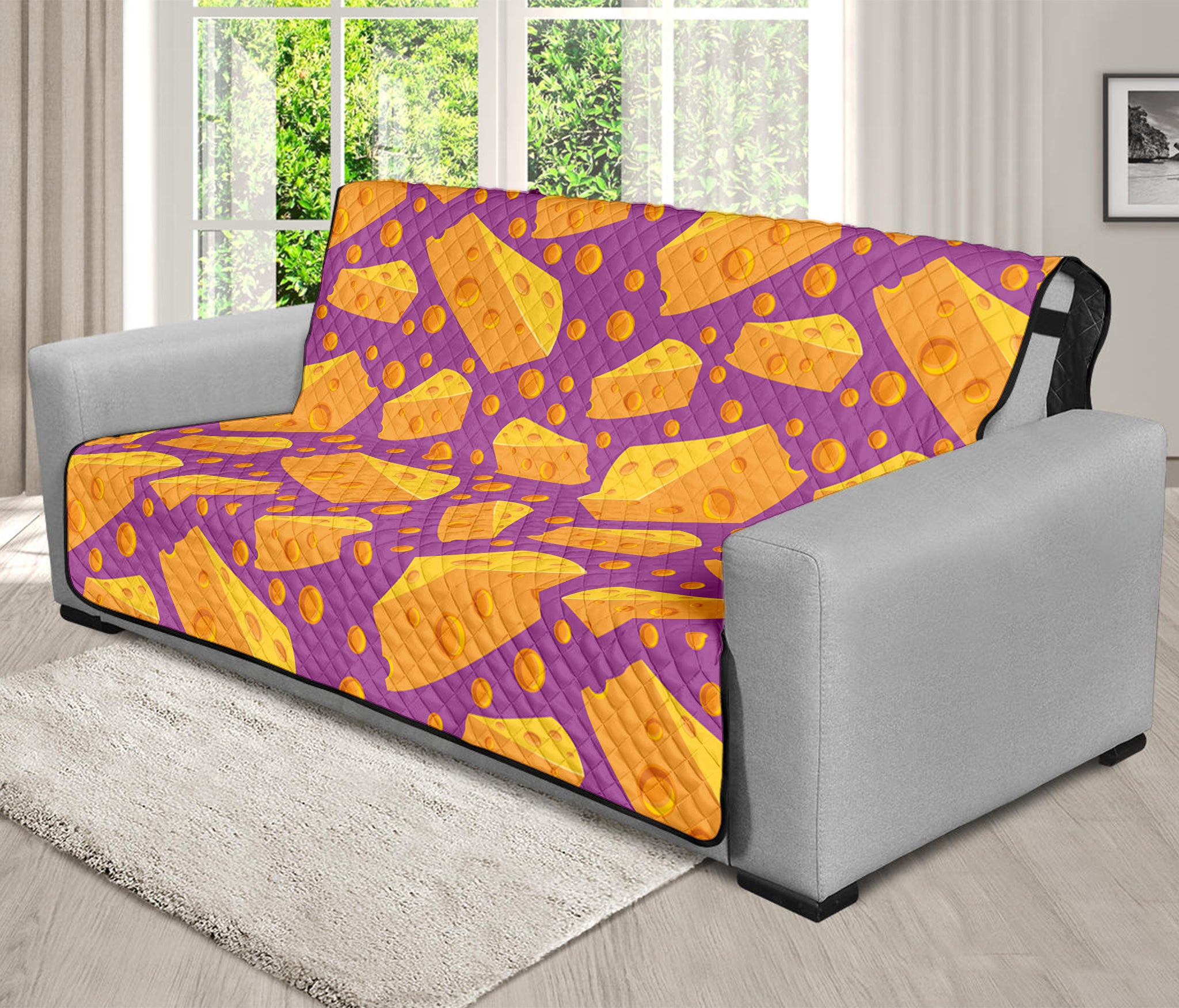 Purple Cheese And Holes Pattern Print Futon Protector