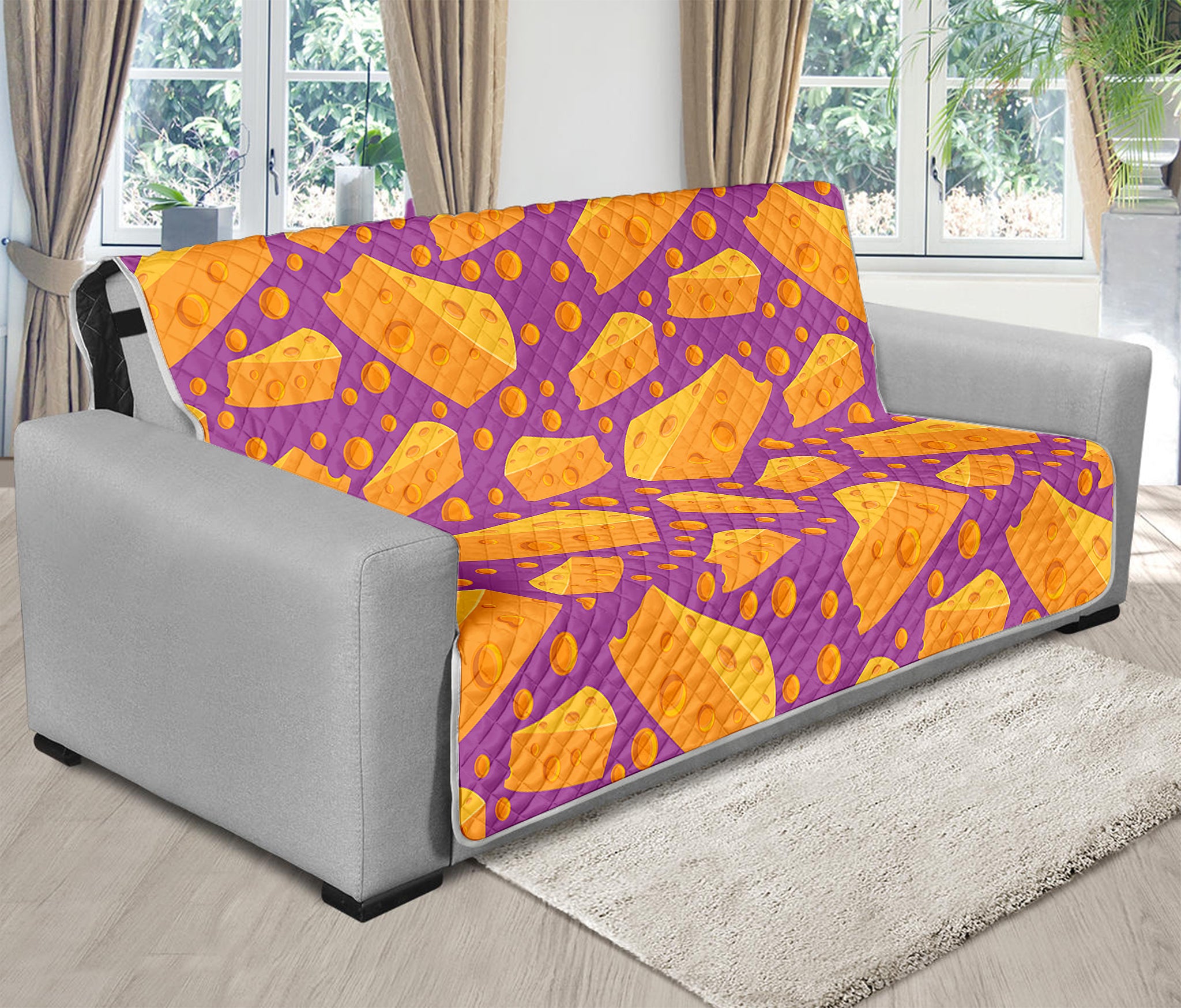 Purple Cheese And Holes Pattern Print Futon Protector