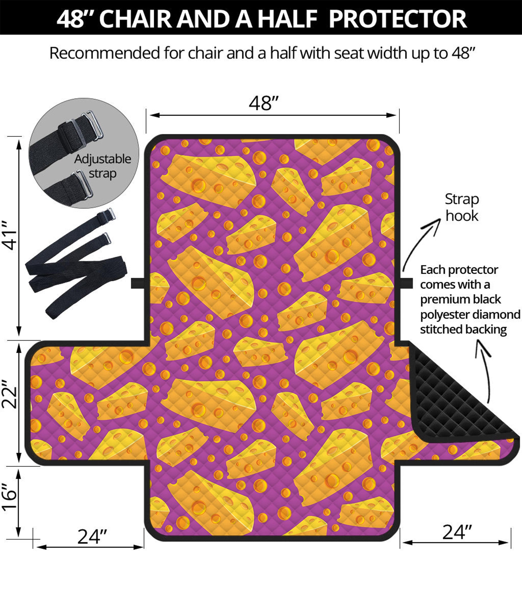 Purple Cheese And Holes Pattern Print Half Sofa Protector