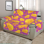 Purple Cheese And Holes Pattern Print Half Sofa Protector