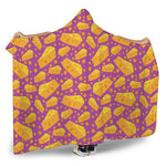 Purple Cheese And Holes Pattern Print Hooded Blanket