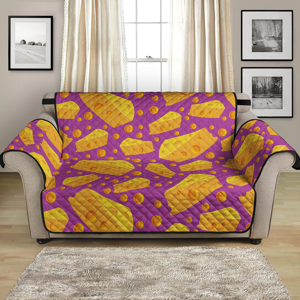 Purple Cheese And Holes Pattern Print Loveseat Protector