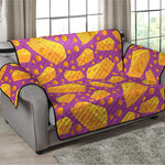 Purple Cheese And Holes Pattern Print Loveseat Protector