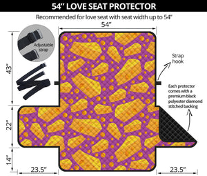 Purple Cheese And Holes Pattern Print Loveseat Protector